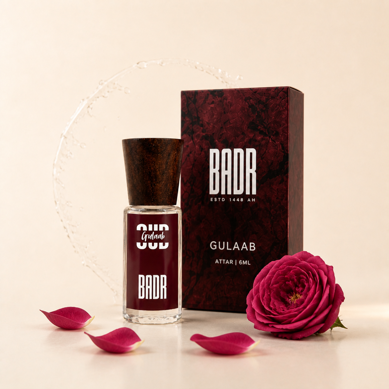 GULAAB attar with its box and ingredients