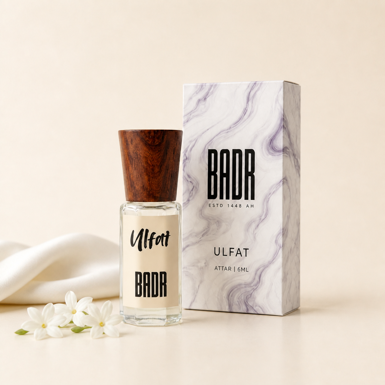 ULFAT attar with its box and ingredients